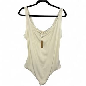 Skims Bodysuit 4X Ribbed Square Neck Bone Stretch Tank Top Elevated Basics NWT